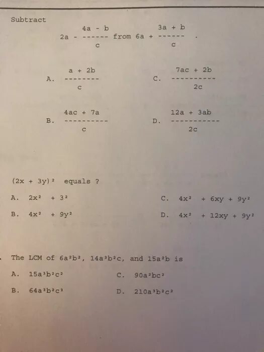 B) (A - 2)(A + 2)(a2 + 4); у2); г) (с2 - 1)(с2 + 1)(с4 + 1).. 12a^3b^2 - 4a(3a^2b^2 - 2b)12a 3 b 2 −4a(3a 2 b 2 −2b). A) (2x - 3)(4x + 1); б) (3.х - у)(2у - 7x); b) a(a + 4) - (a - 2)(a + 6); г) (1 - 3b)(9b2 + 3b + 1).. A^2+2b^2=6 b^2-2a=-3.