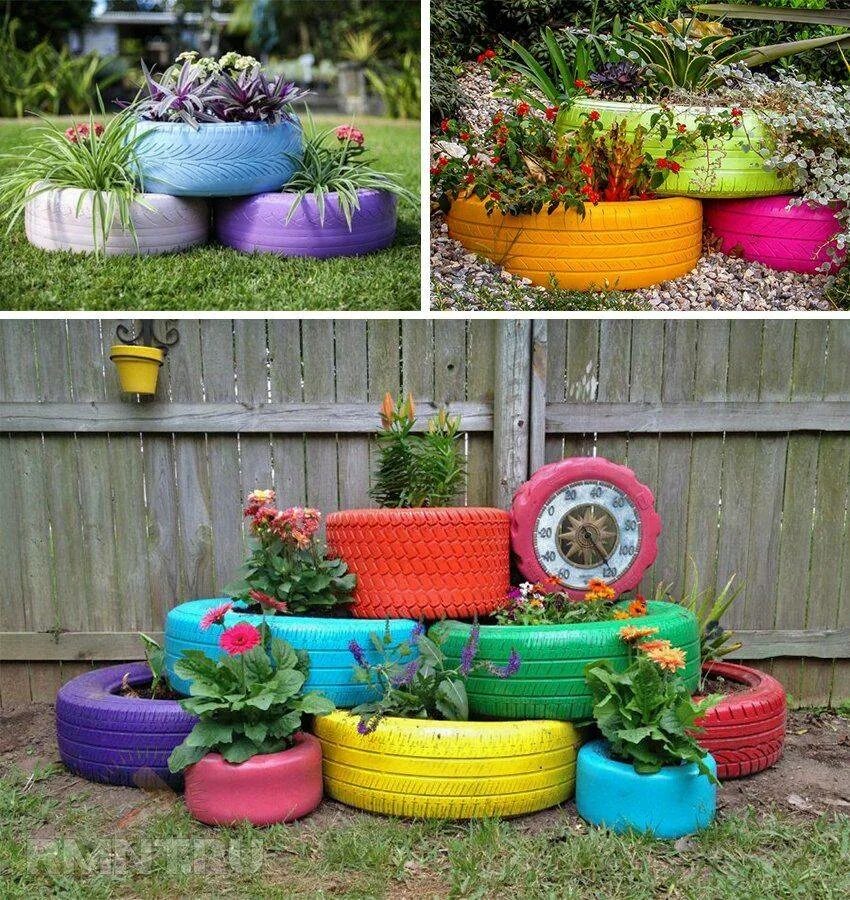 Цветники из старых вещей. Подручный материал дачи. Подручный материал дачи. Подручный материал дачи. Украшения для дачи и сада.