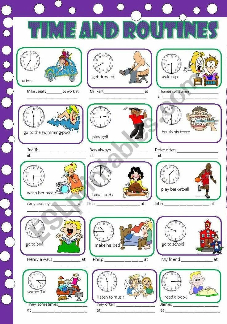 Упражнения Daily Routine present simple. Задания Daily Routine for Kids. Распорядок дня Worksheets. Daily Routine упражнения. Present simple routine