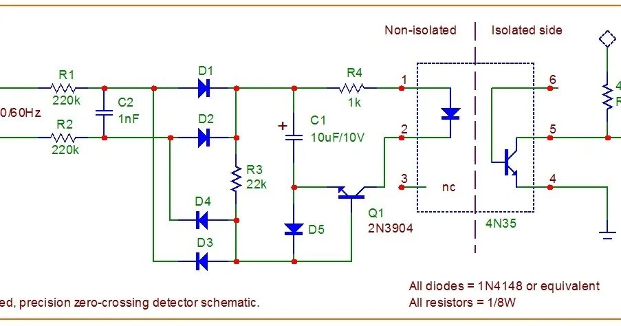 W n 35. Схемы детекторов перехода сетевого напряжения через ноль. Zero Cross Detector схема. Детектор нуля схема. Zero Cross Detector pc817.