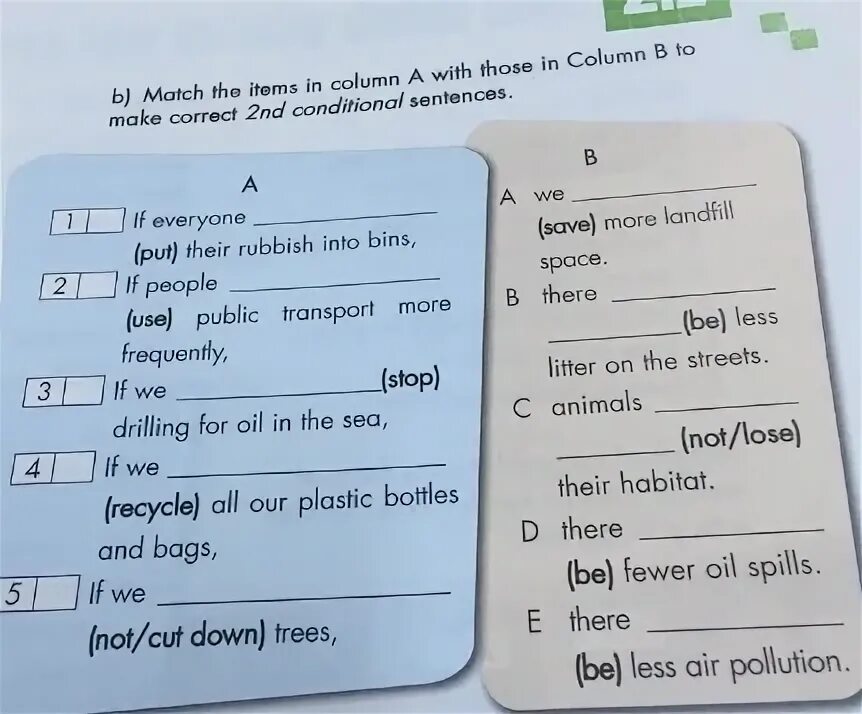 Match the sentences in column