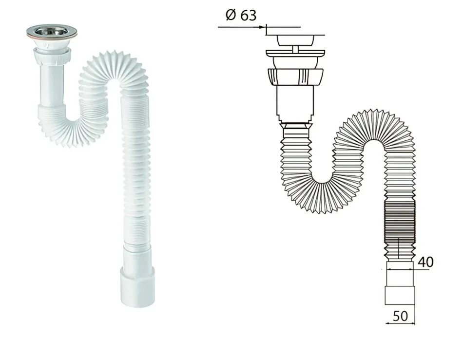 Сифон гофра для ванной. Сифон Wirquin gs2045 (30717988), гофрированный. Гофра к сифону для мойки 50 мм. Шланг гофра сифонный.