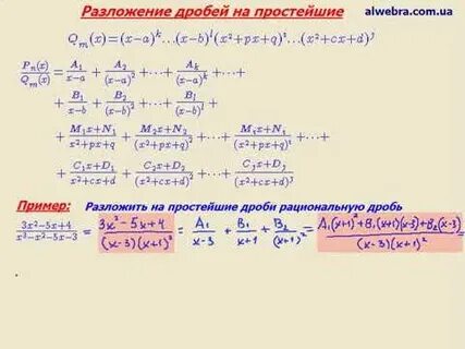 Разложение дроби на простейший вид