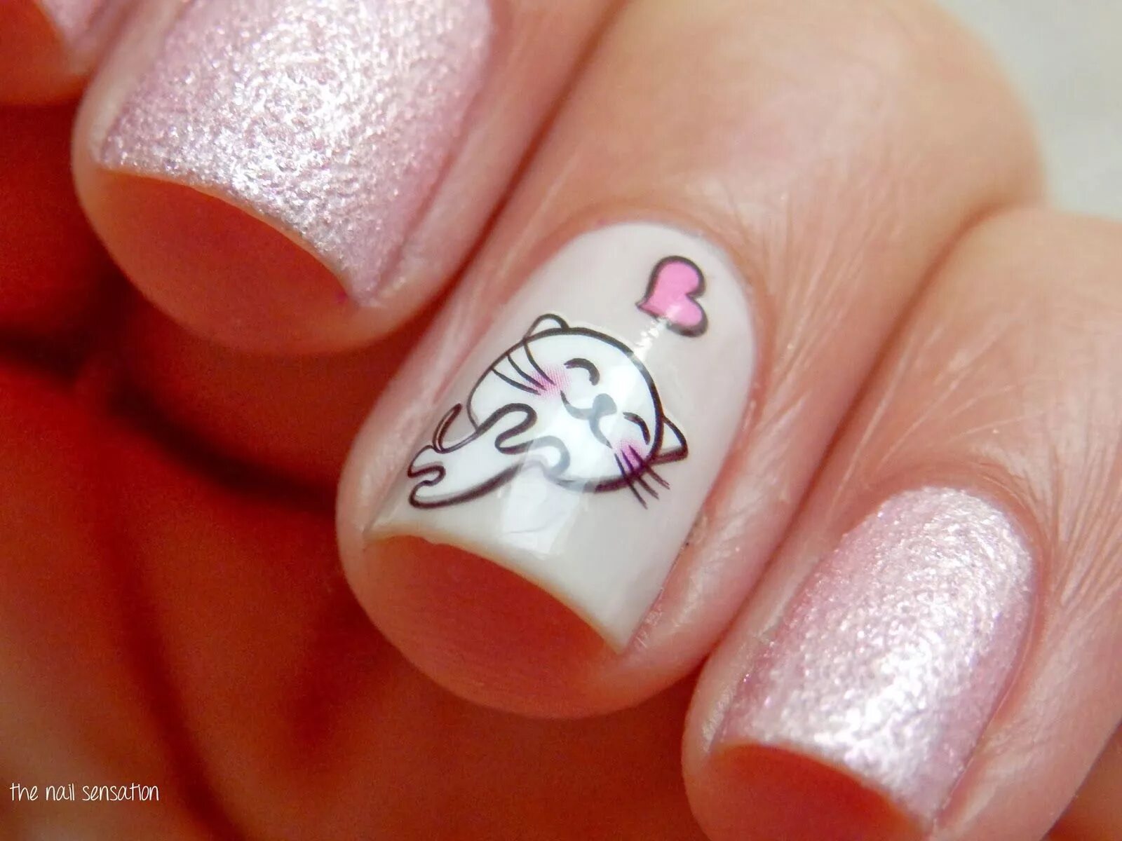 Маникюр на короткие кошка OMG Nail Strips Kitty Love Cat nails, Valentines nails, Nail art hacks