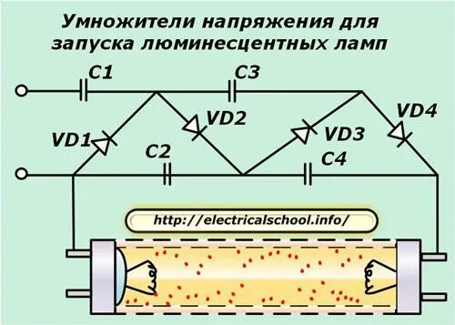 Работа умножителя напряжения