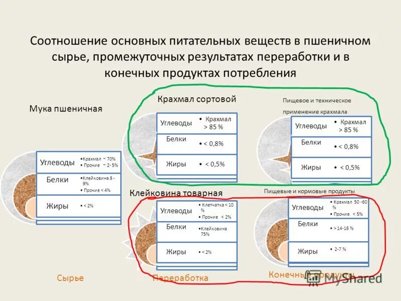 Соотношение основных пищевых веществ