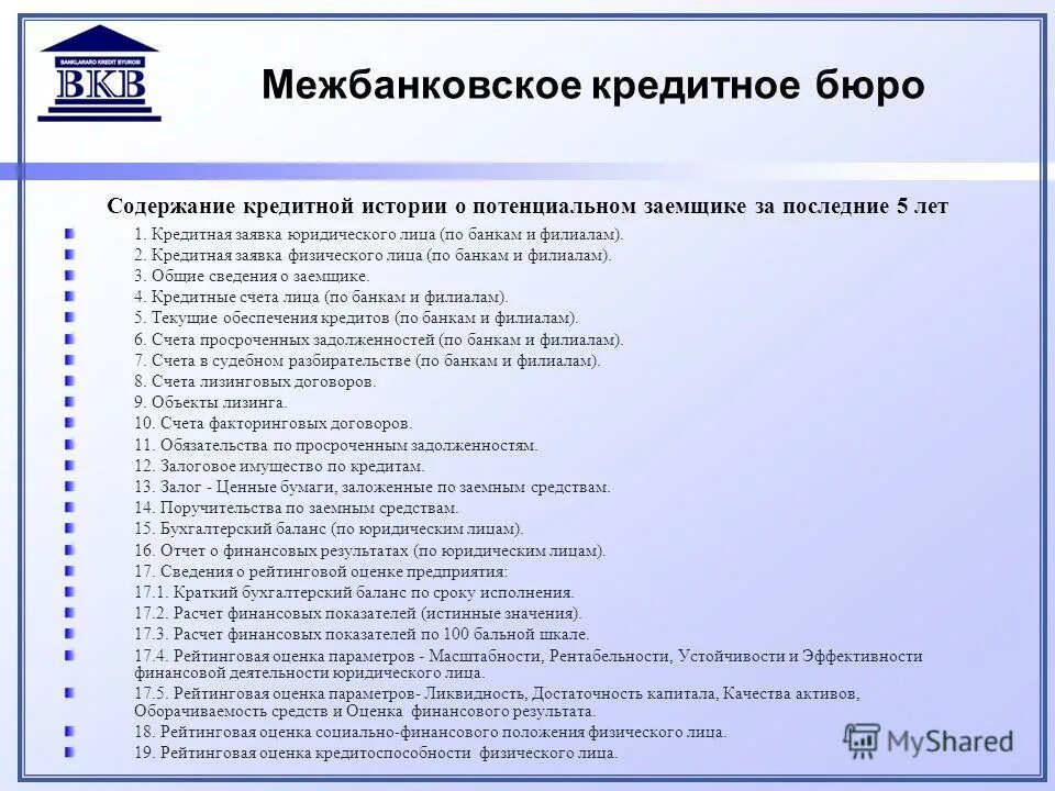 Содержание бюро. Содержание кредитной истории юридического лица. межбанковское бюро кредитной информации. виды кредитных обязательств. роль бюро кредитных историй в оценке кредитоспособности.