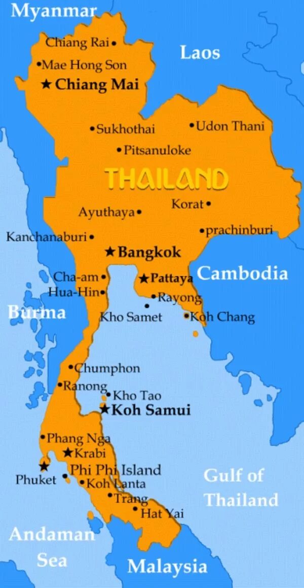 Тайланд на карте. Самуи остров в Тайланде на карте. Карта Тайланда с островами. Карта городов таиланда