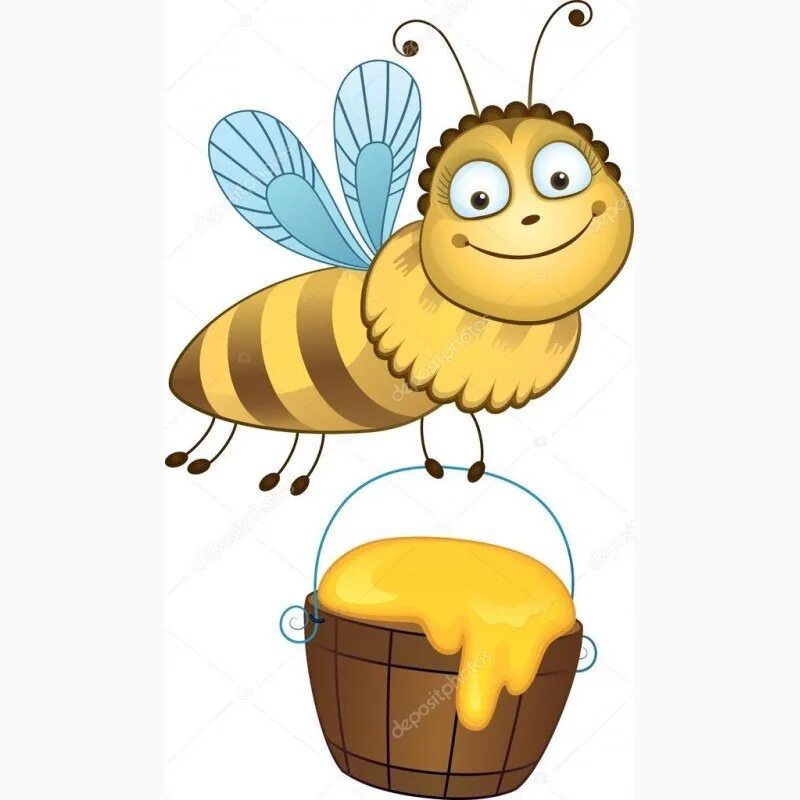 Нектар рисунок. Пчелка с ведром. Пчела с ведерком. Пчелка с бочонком. Пчелка с ведерком.