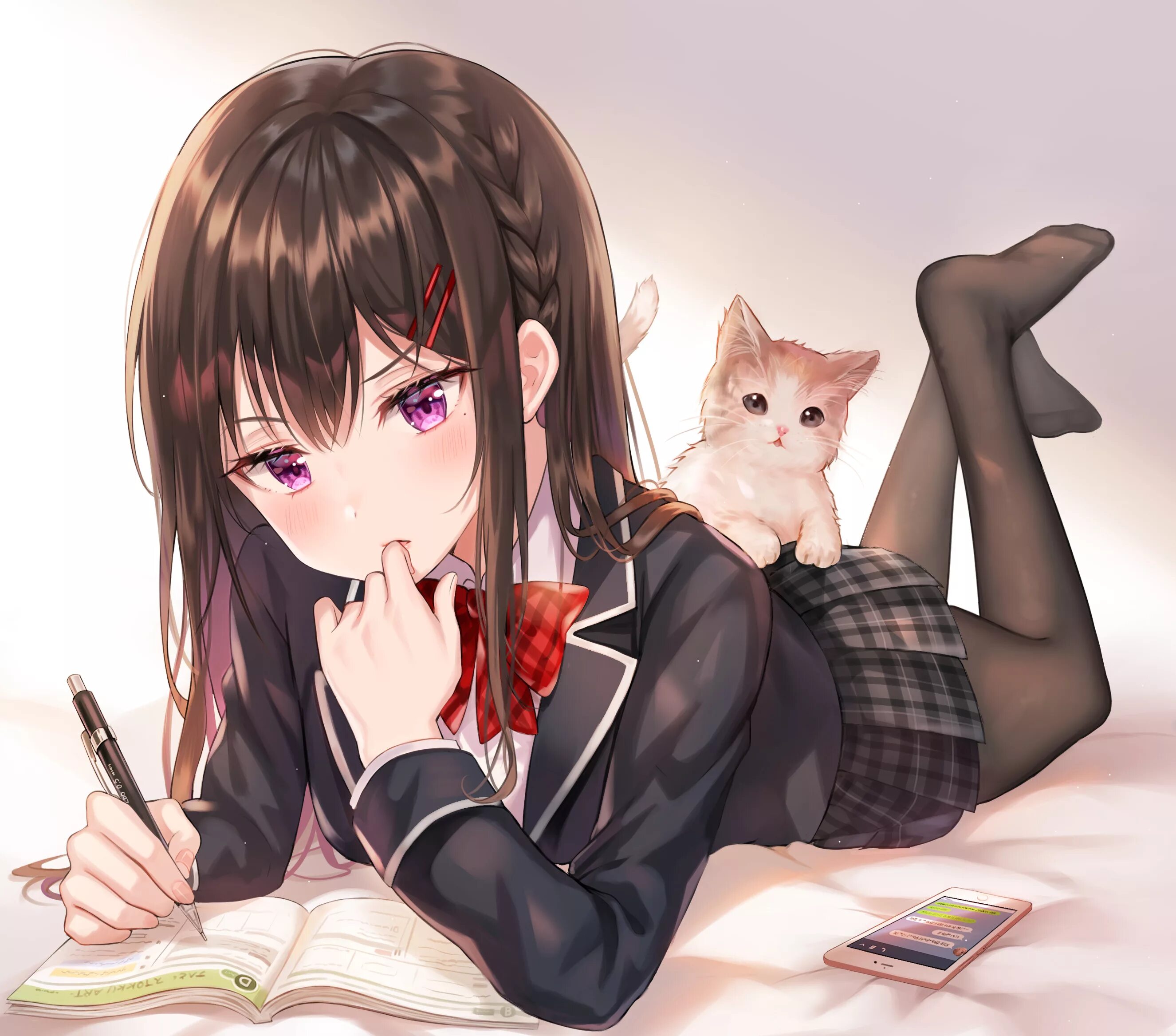 Кошка девочка. Neko petting