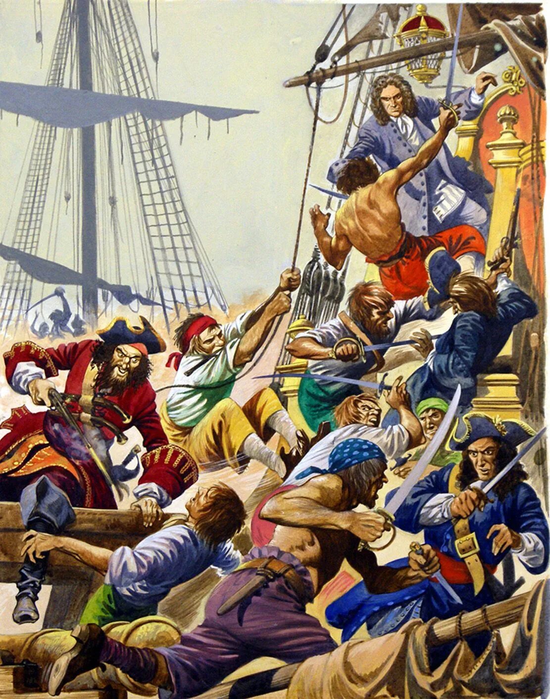 Нападение пиратов. Пираты 17-18 века абордаж. Абордаж 17 века. Иллюстрации Питер Деннис пираты. Мятеж на корабле.