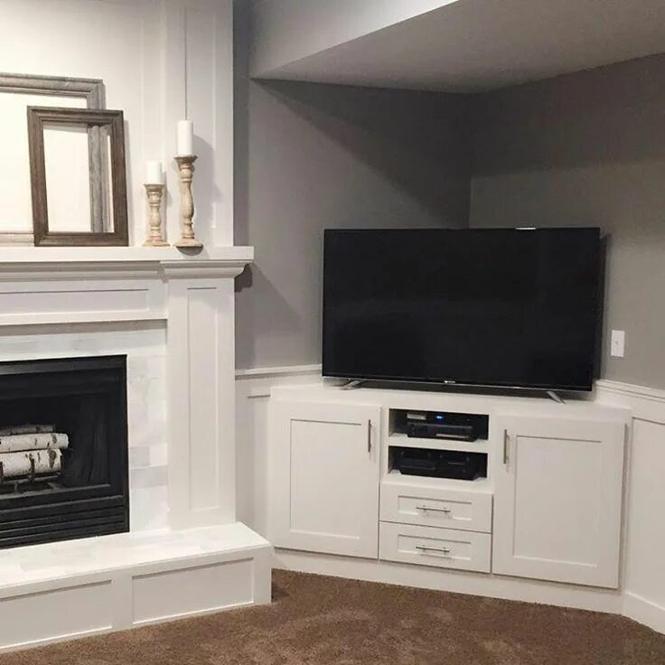 #livingroomwithfireplace in 2020 Fireplace bookcase, Corner tv cabinets, Built i