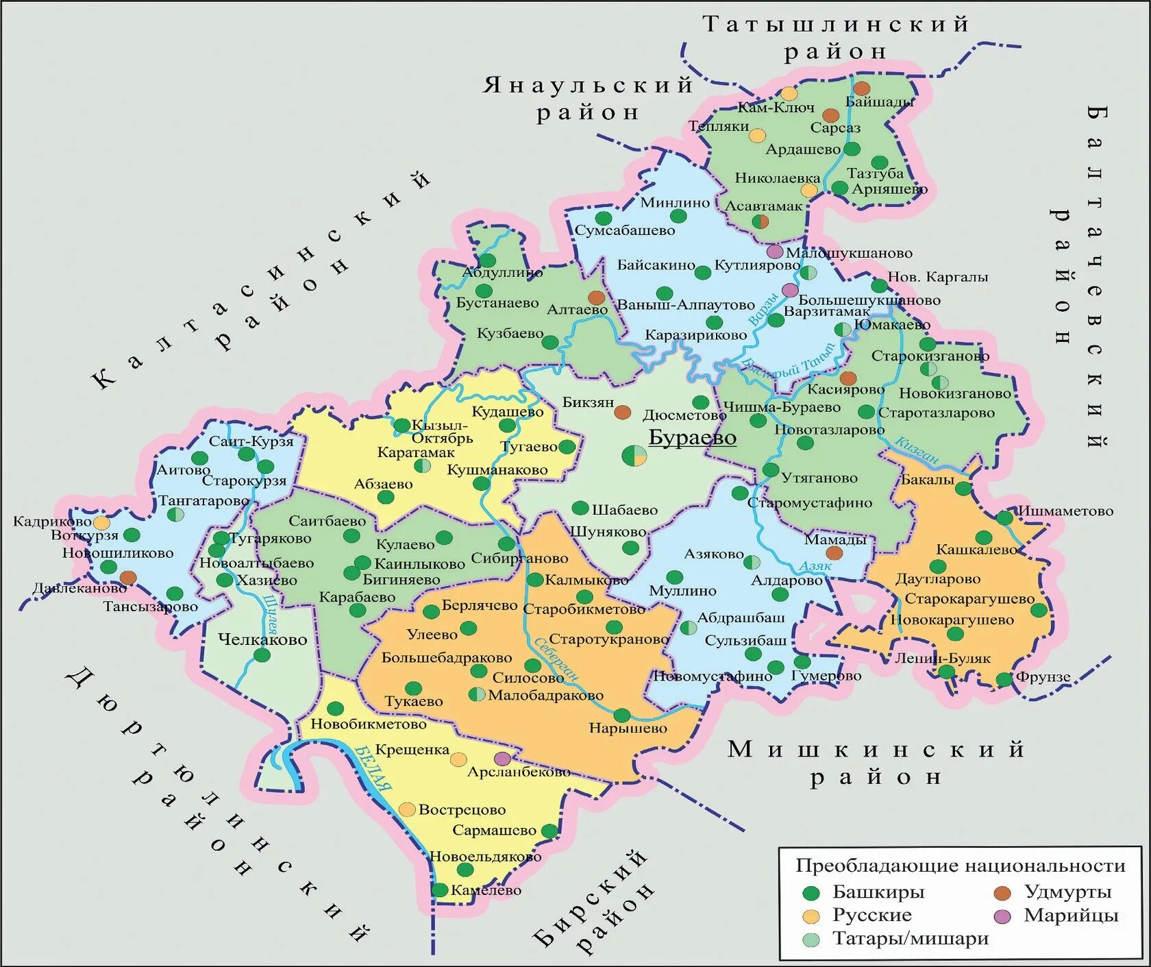Какие районы в башкирии. Карта Бураевского района Башкирии. Бураевский район на карте Башкортостана. Карта Бураевского района Башкирии с деревнями. Карта Республики Башкортостан с районами.