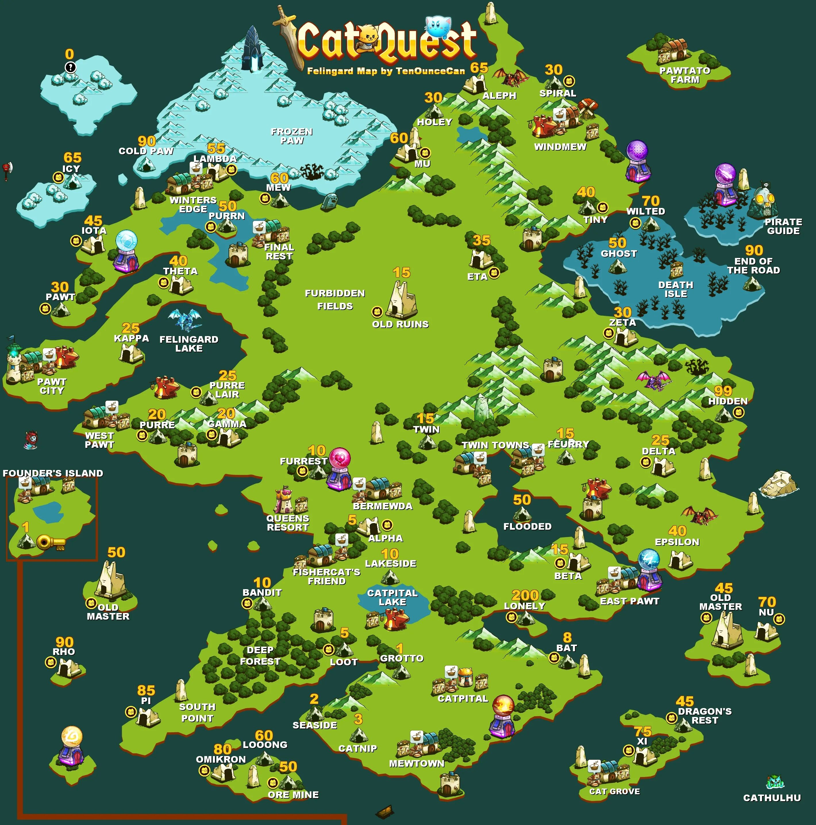 Кэт мэп. Cat Quest 2 карта золотых сундуков. Карта Кэт квест 2.