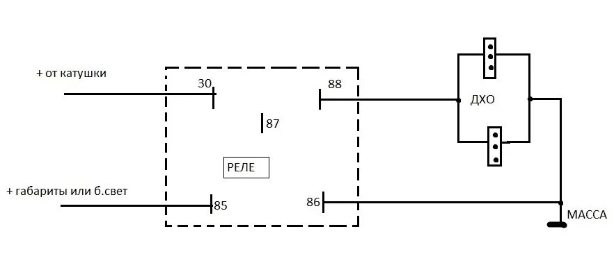 Подключить дхо ваз. Схема подключения ДХО ВАЗ 2104. ДХО через реле 5 контактное ВАЗ. Схема подключения ходовых огней ВАЗ классика. Схема подключения ДХО через 4 контактное реле.