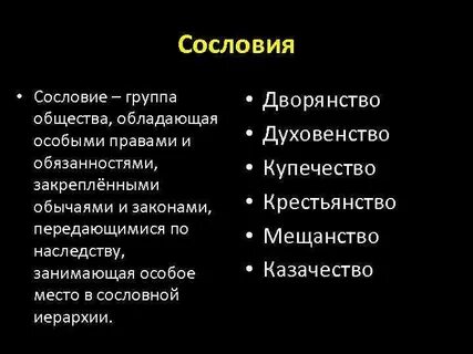 История 6 класс 3 сословия