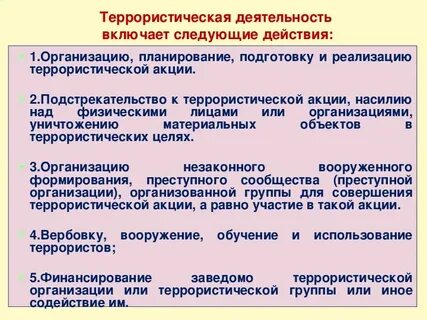 Терроризм деятельность