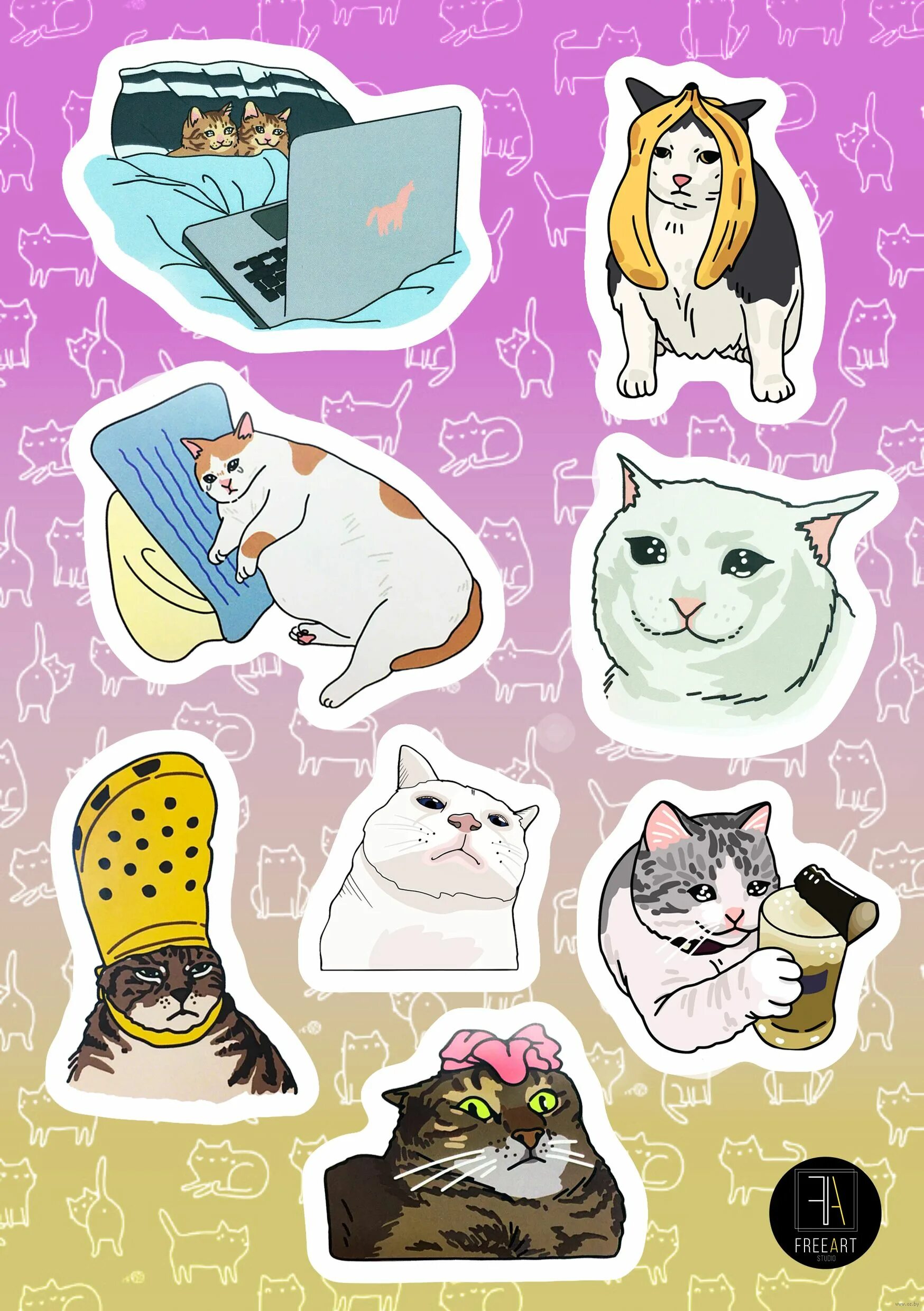 Стикеры с котами из мемов тг Jazz the Cat" stickers set for Telegram