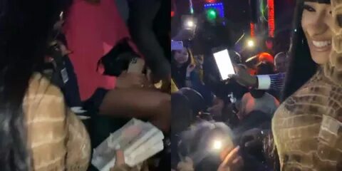 Cardi B visits Lagos Strip Club, Twerks and sprays crispy N200 notes on dan...