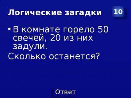 В комнате горело 50 свечей 20