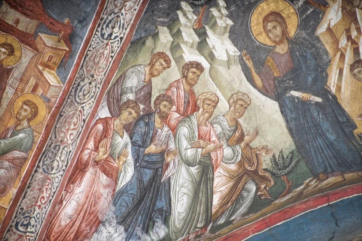 Евангелие дня 1 апреля 2024 года. Нагорная проповедь Иисуса Христа фреска. Икона Нагорная проповедь Иисуса Христа. Фреска «Христос в Вифании».