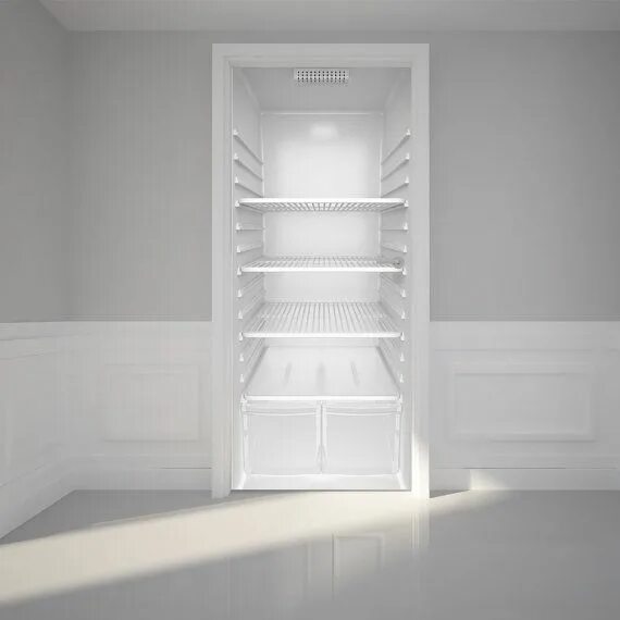 Пустой холодильник. Холодильник открытый пустой. Наклейка пустой холодильник. Наполовину пустой холодильник.