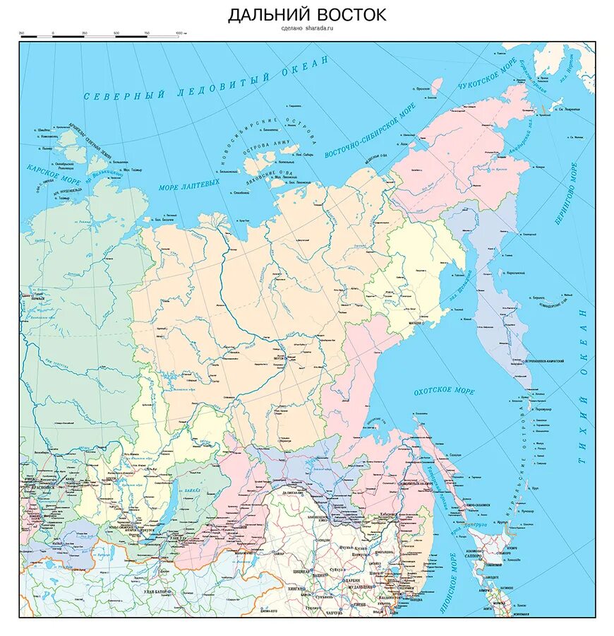 Дальний восток на карте россии с городами