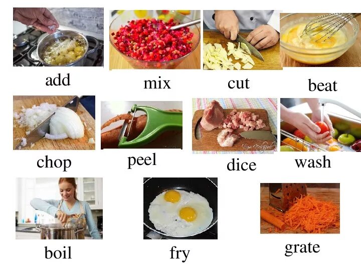 Mix verb. Готовка еды на английском языке. Способы приготовления на английском. Способы приготовления еды на английском. Виды приготовления на английском.