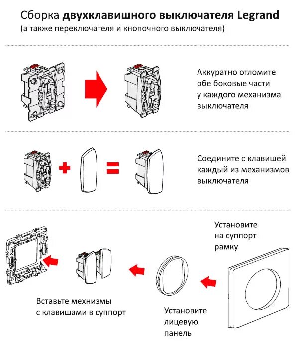 Как подключить выключатель legrand. 2х кнопочный выключатель Legrand Valena схема подключения. Выключатель света Легран схема подключения одноклавишный. Схема сборки двухклавишного выключателя. Схема переключатель перекрестный Легранд Celiane.