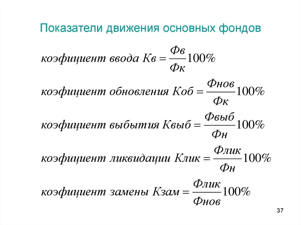 Основные показатели характеризующие движение