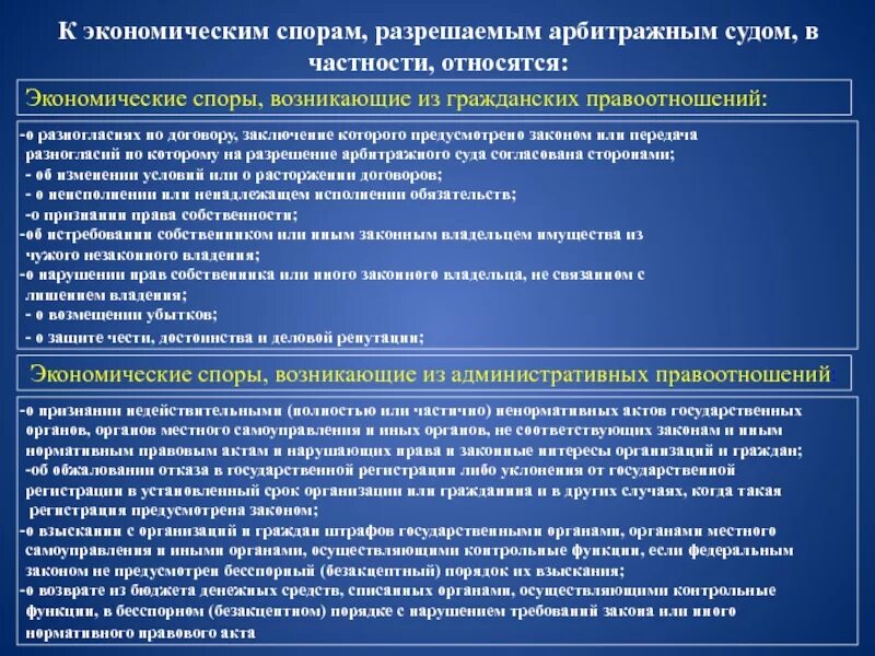 Порядок арбитражного рассмотрения споров. Порядок разрешения экономических споров. Экономические споры порядок их разрешения. Специфика экономических споров. Судебный порядок разрешения экономических споров.