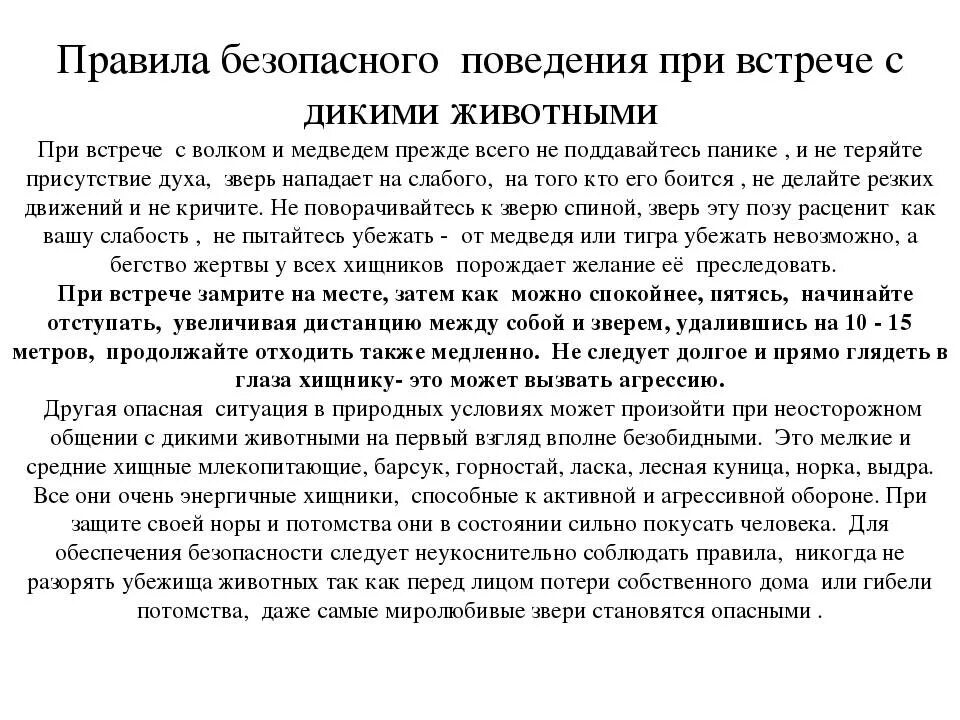 Правила безопасного поведения при встрече с дикими животными. Памятка поведения при встрече с дикими животными. Правила поведения при встрече с диким животным. Поведение при в стречис дикими животными.