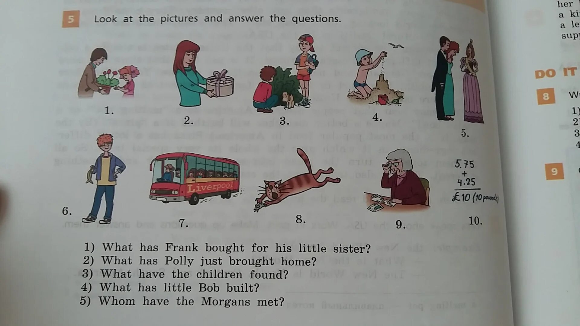 Answer the questions what do the children. Картинки из учебника английского языка. Учебник по английскому языку страницы. Учебник look английский. Книга по английскому задачи.