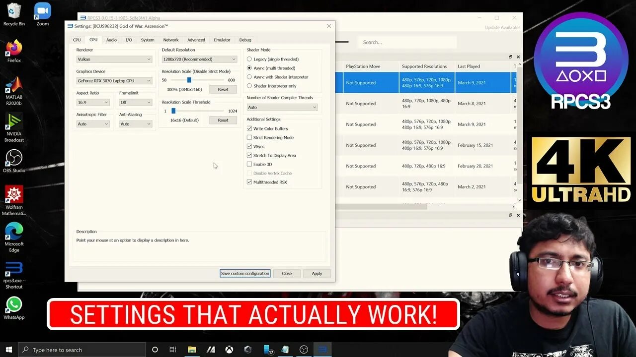 Rpcs3 settings. Настройка rpcs3 под слабый пк.
