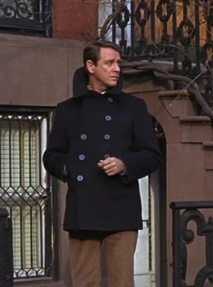 Where is your coat. Navy coat pea chevignon. pea coat trousers.