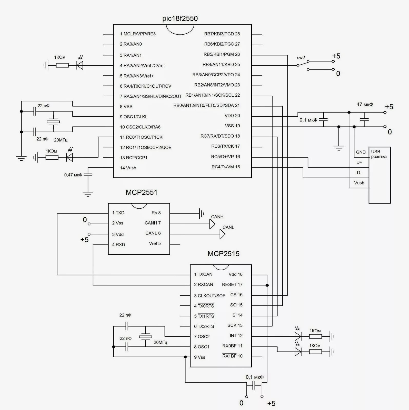 Программирование pic. Схема модуля mcp2515. usb can адаптер mcp2515. microchip 18f46k22 распиновка. программирование микроконтроллеров pic18.