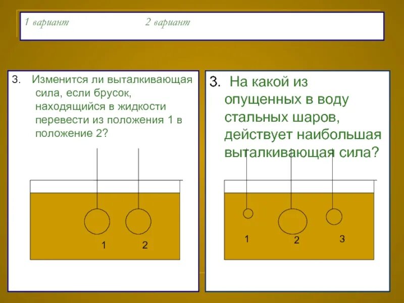 Изменится ли Выталкивающая сила. На какой из брусков действует наибольшая Выталкивающая сила. На какой из брусков действует большая Выталкивающая сила. 3 Бруска Выталкивающая сила. Металлический брусок опущен в воду