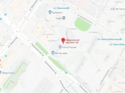 Нахимовский проспект на карте