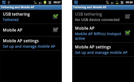 Usb tethering