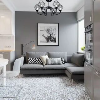 Серая кухня гостиная