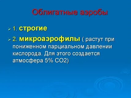 Облигатные аэробы примеры