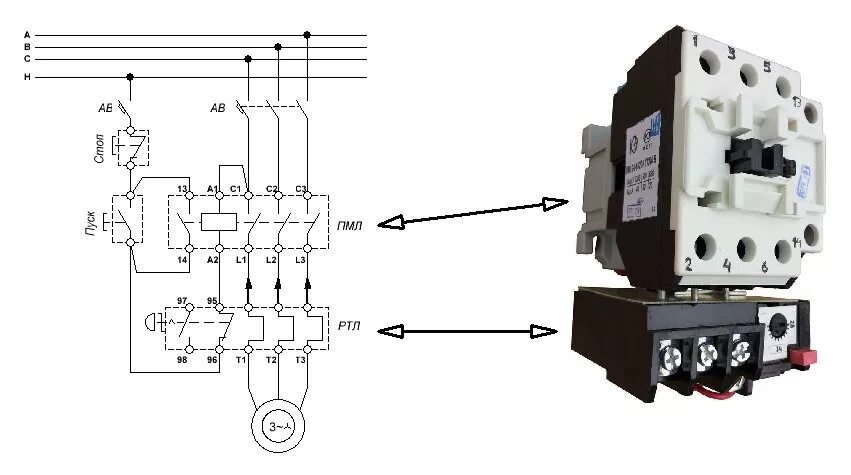 Тепловое реле на пускатель схема подключения. ПМЛ 3100-40 схема подключения. Схема подключения пускателя с тепловым реле. Схема теплового реле магнитного пускателя.