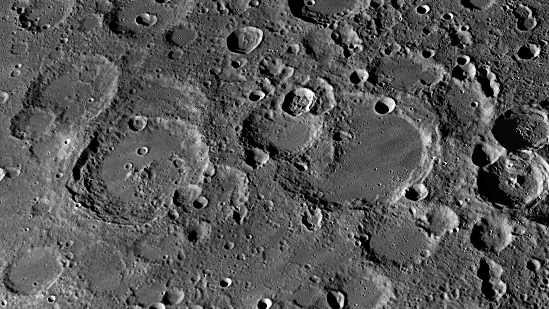 Лунный кратер Анаксимен. Герцшпрунг (лунный кратер). Оппенгеймер (лунный кратер). Платон (лунный кратер).