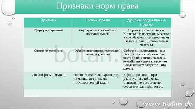 Сходство социальных норм. Сфера действия норм обычаев. Способ обеспечения правовых норм. Правовые нормы таблица.