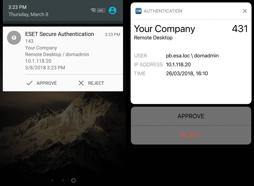 Аутентификация андроид. Eset аутентификация. аутентификация push-уведомления. otp аутентификация. двухфакторная аутентификация push.