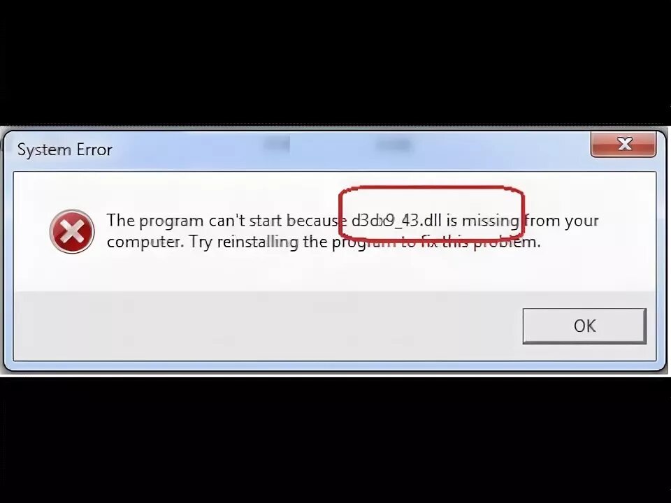 D3dx9 43 dll ошибка windows. D3dx9 43 dll ошибка windows