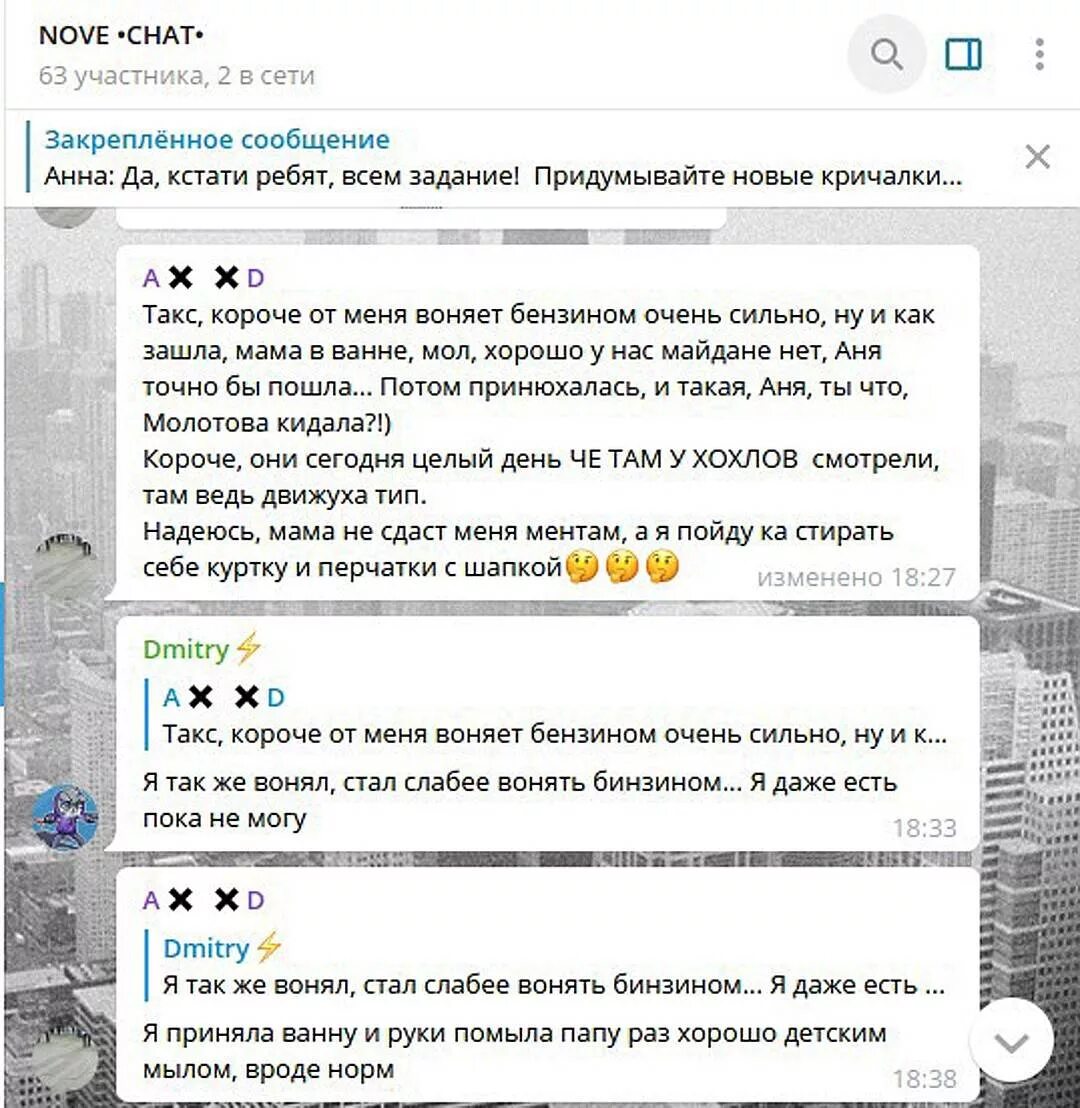 Message anna. Чат участников.