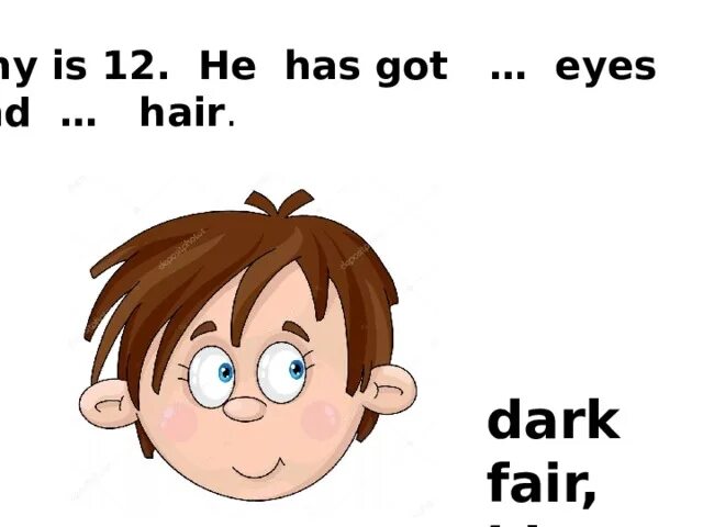 Перевод с английского на русский fair hair. I have got Blue Eyes. He has got. Has he got Dark hair. Have got has got Eyes hair.