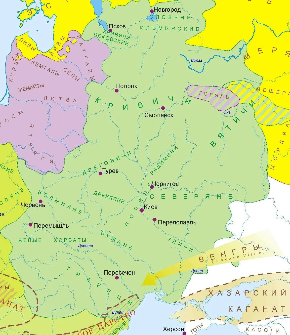 расселение восточных славян карта. соседи восточных славян на карте древней руси. названия народов древней руси. ). названия народов древней руси.