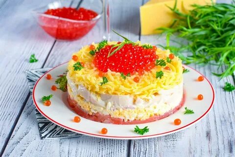 Вкуснейший салат с красной икрой